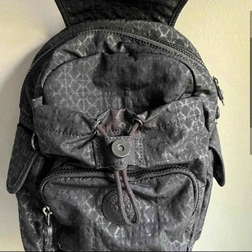 Kipling City Mini Backpack Pattern Black with Monkey